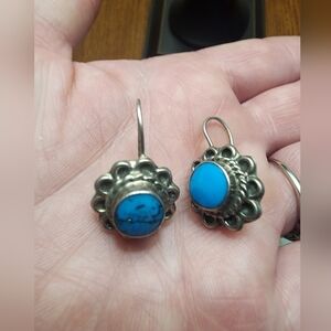 Vintage Sterling Taxco Turqouise Earrings